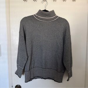 OAK + FORT Black and cream Striped Knit turtle neck sweater size S